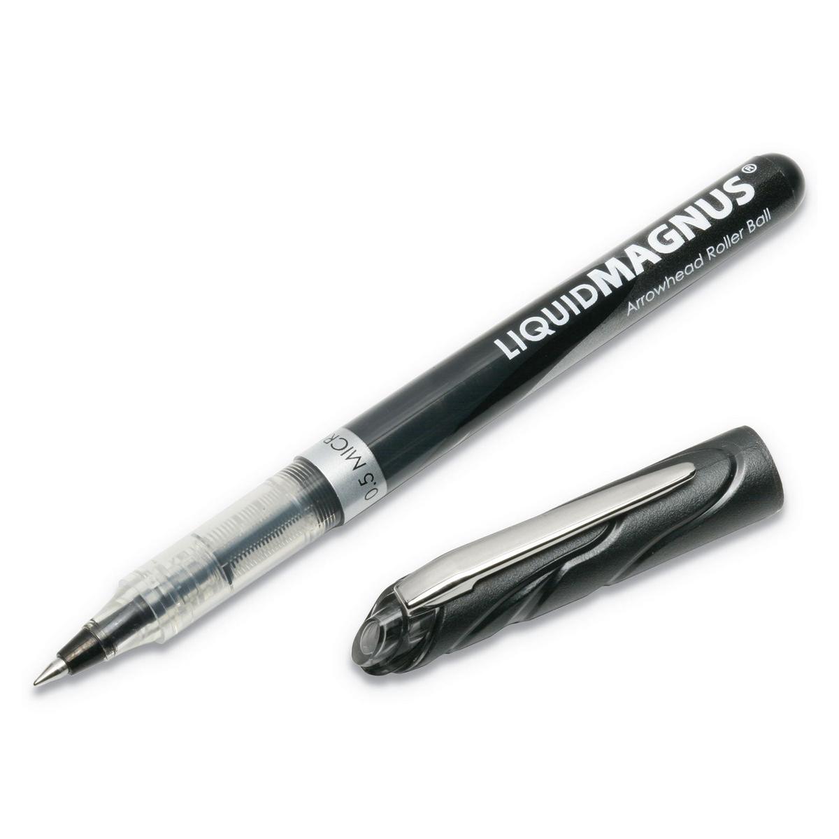 AbilityOne 7520014612660, SKILCRAFT Liquid Magnus Hybrid Gel Pen, Stick, Extra-Fine 0.5 mm, Black Ink, Clear/Black Barrel, Dozen
