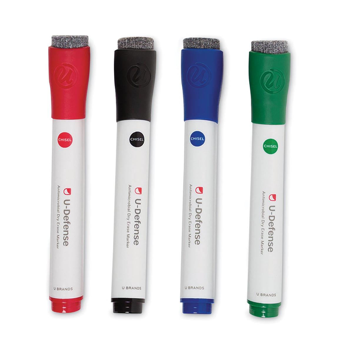 U Brands U-Defense Antimicrobial Dry-Erase Markers, Chisel Tip, Assorted Colors, 24/Pack (3285U0012)