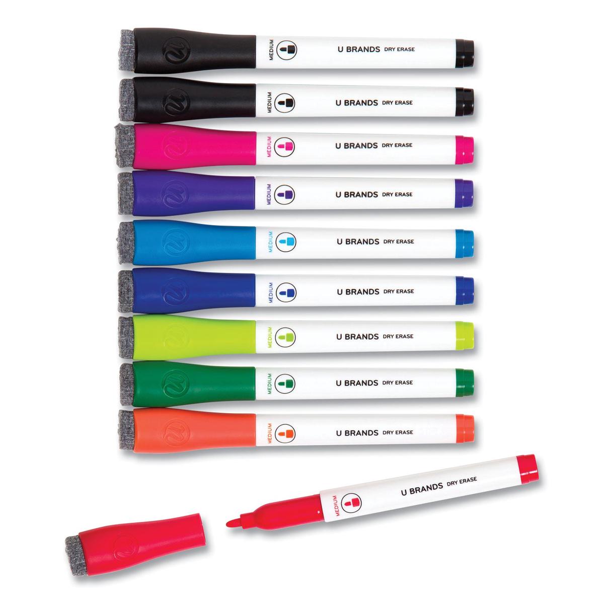 U Brands Medium Point Dry Erase Markers, Medium Tip, Assorted Colors, 10/Pack (504U0624)