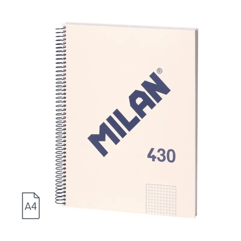 A4 spiral notebook with hard cover, grid paper 5X5mm, 80 sheets of 95 gr/m