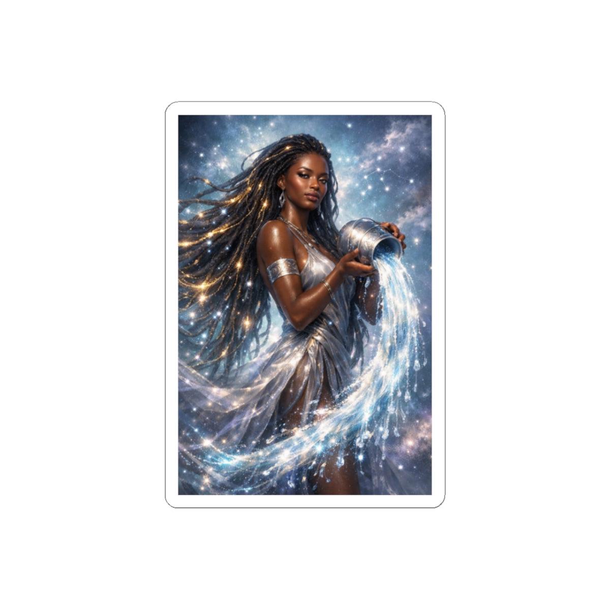 Aquarius Goddess Pouring Water Kiss-Cut Sticker
