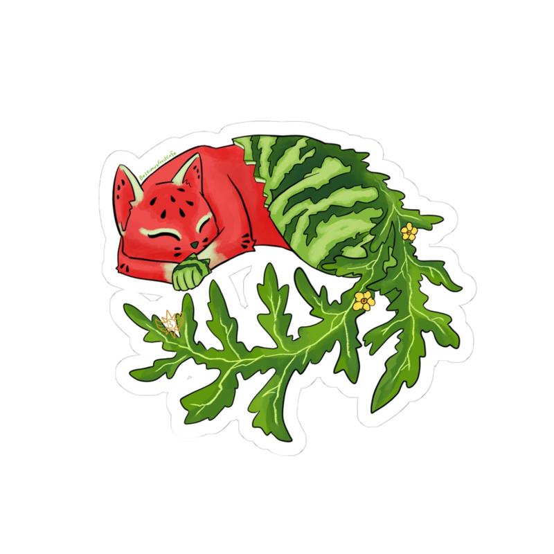 Sleeping Watermelon Cat Sticker