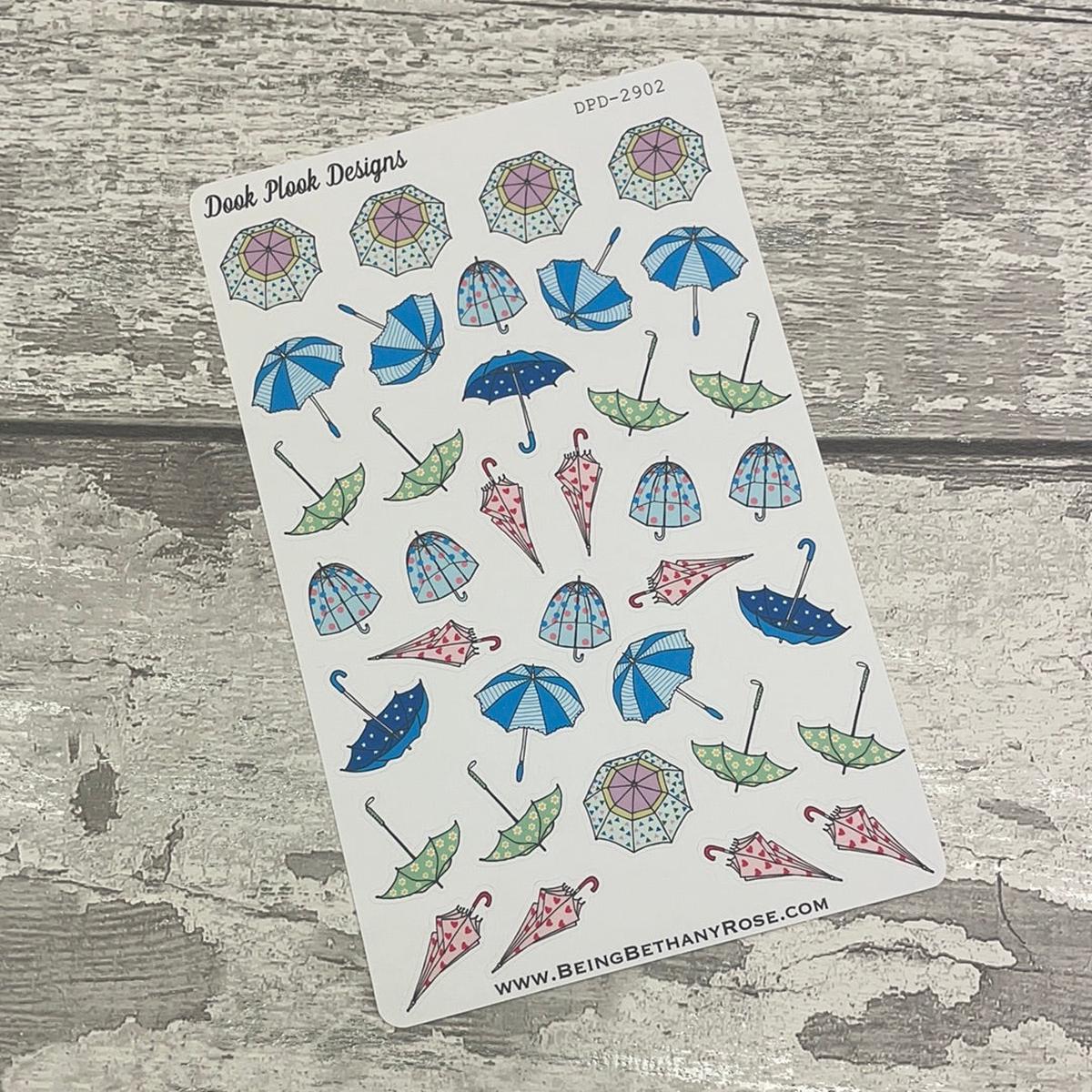 April Showers Umbrellas Stickers Journal planner stickers (DPD2902)
