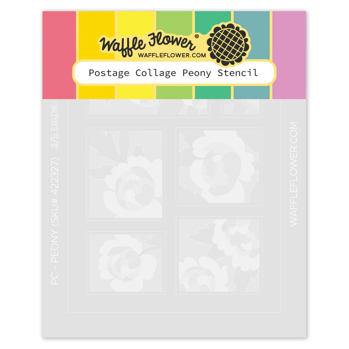 Postage Collage Peony Stencil