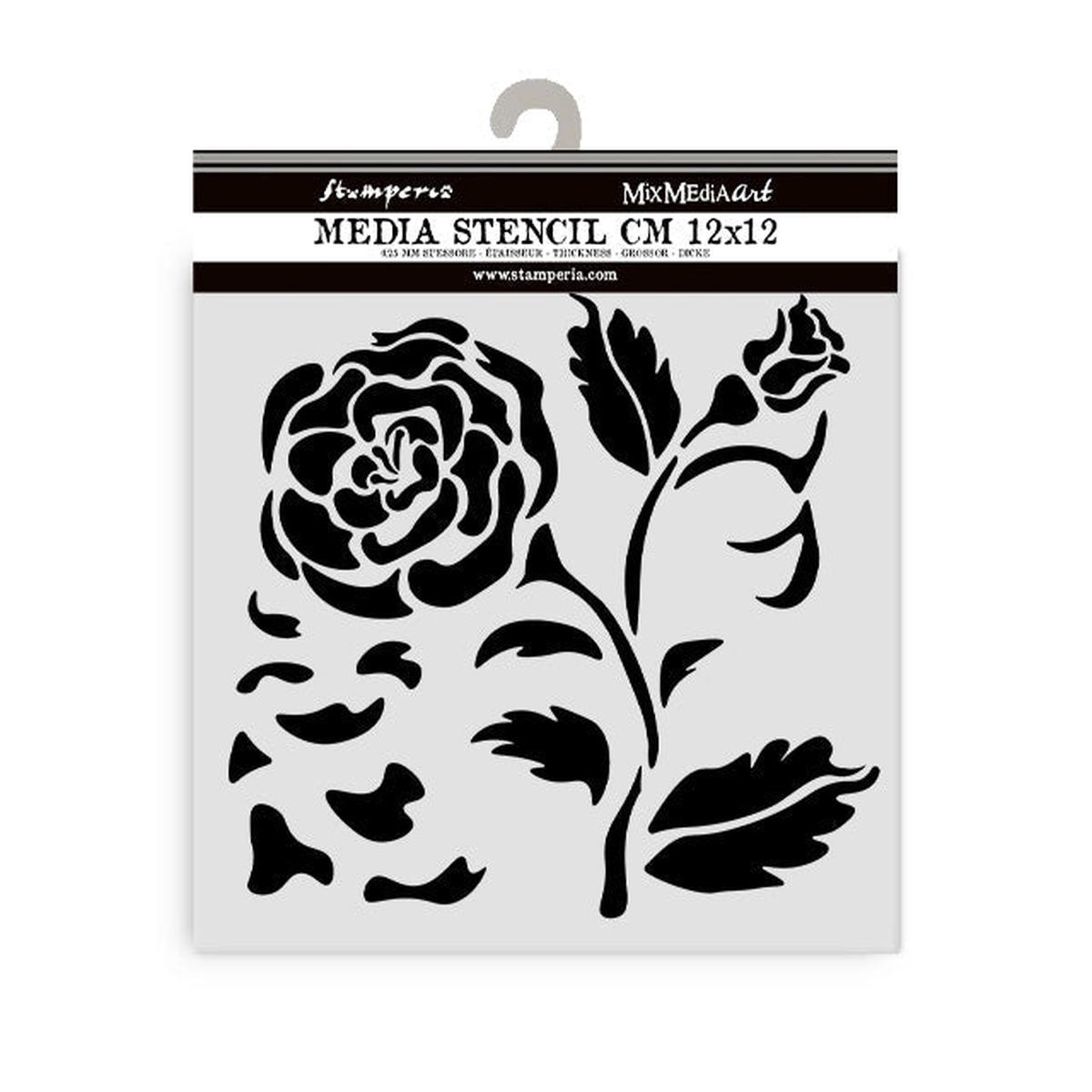 Thick Stencil 12 x 12 cm - House of Roses - Big Rose