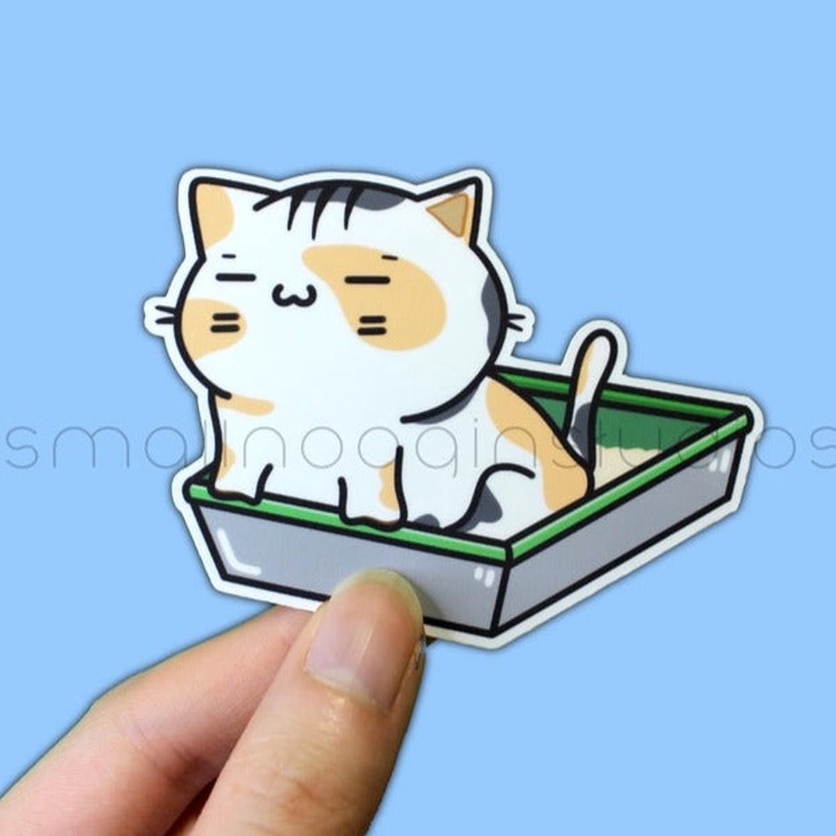 Small Noggin Studios - Funny Cat in Litter Box Vinyl Sticker