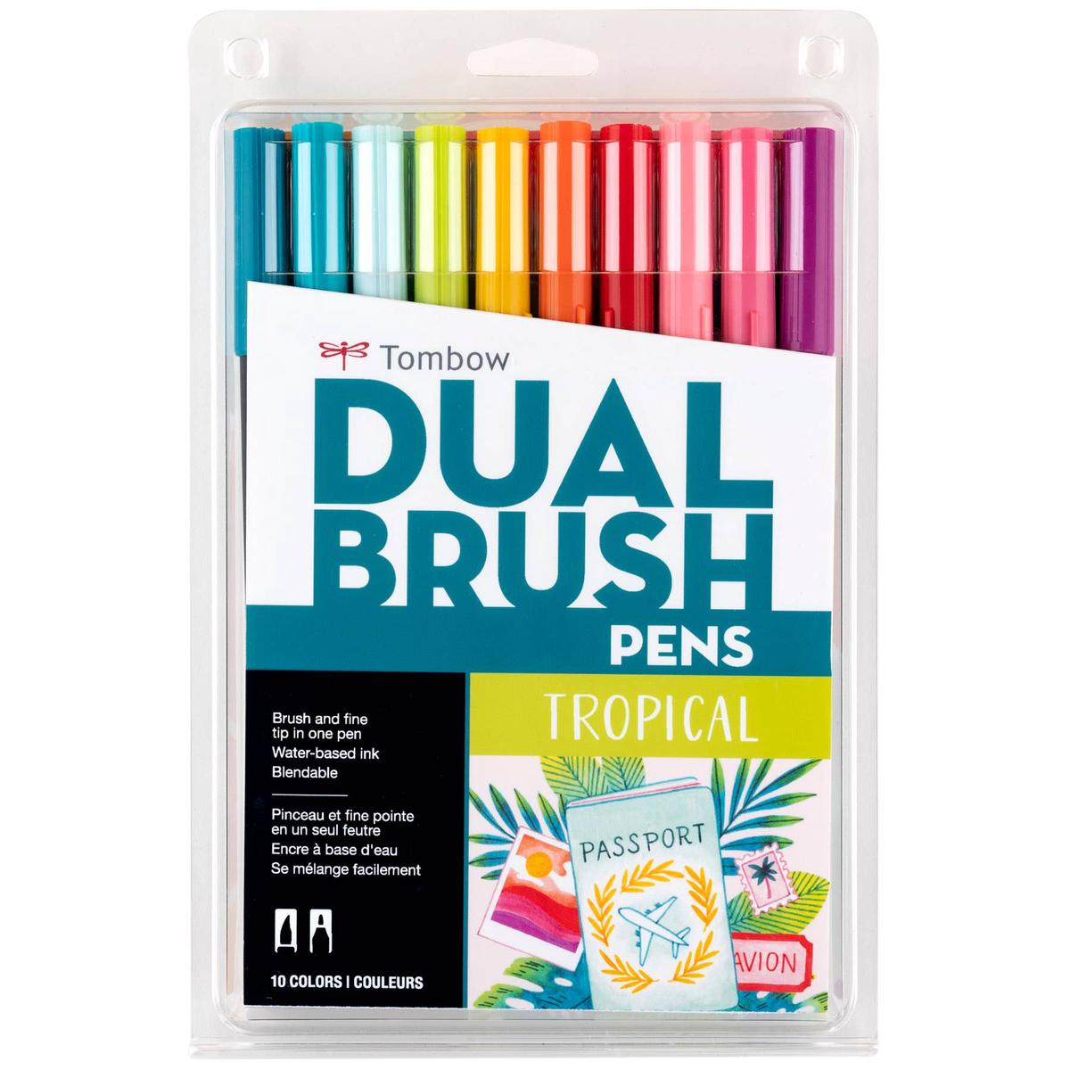 Dual Brush Pen Art Markers Tropical 10-Pack