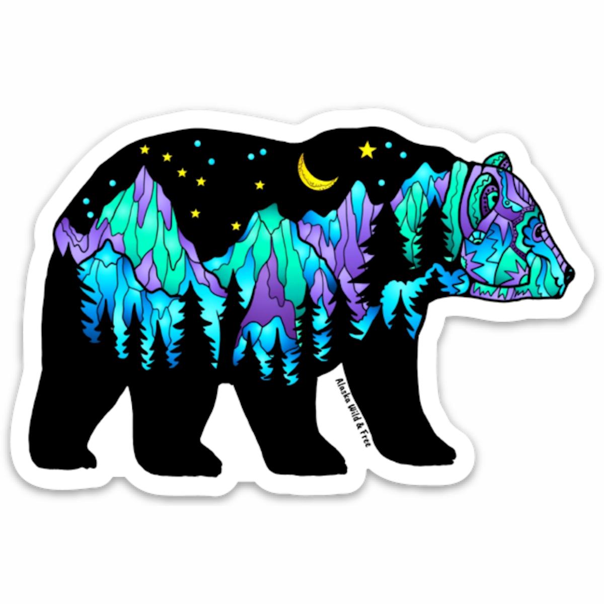 Big Dipper Bear Northern Lights Vinyl Sticker