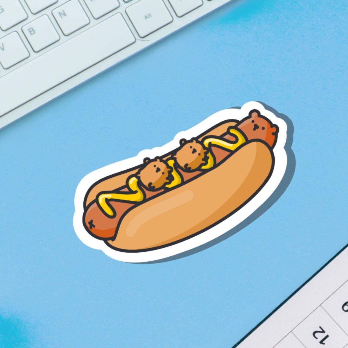 Hot Dog Bear Vinyl Sticker