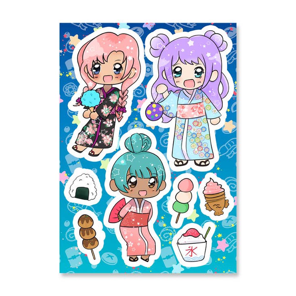 Kawaii Anime Summer Festival Sticker Sheet