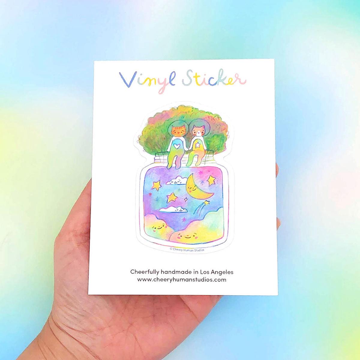 Tiny Worlds + Cats: Space Vinyl Sticker