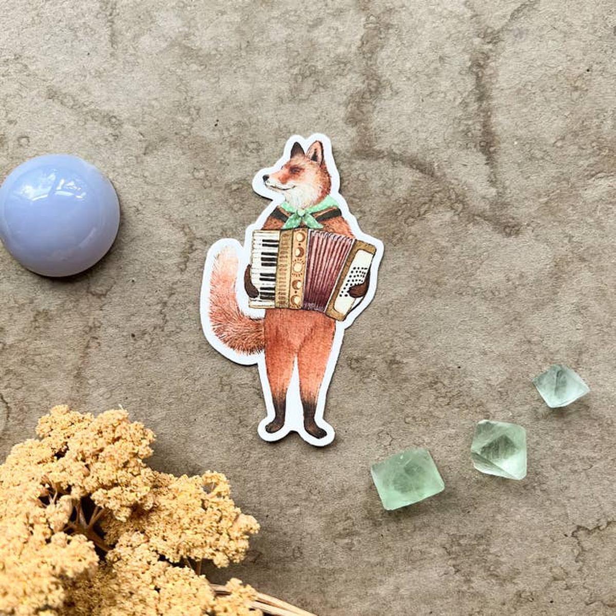 Fox Papa's Accordion Sticker