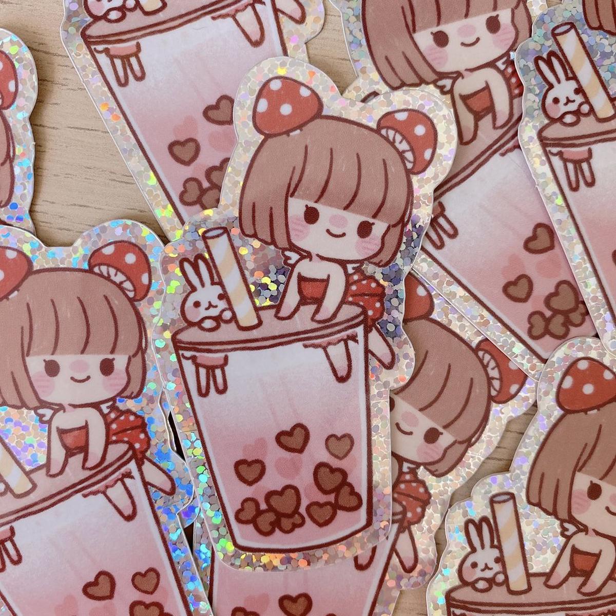Bubble Tea & Mushroom Girl Sticker