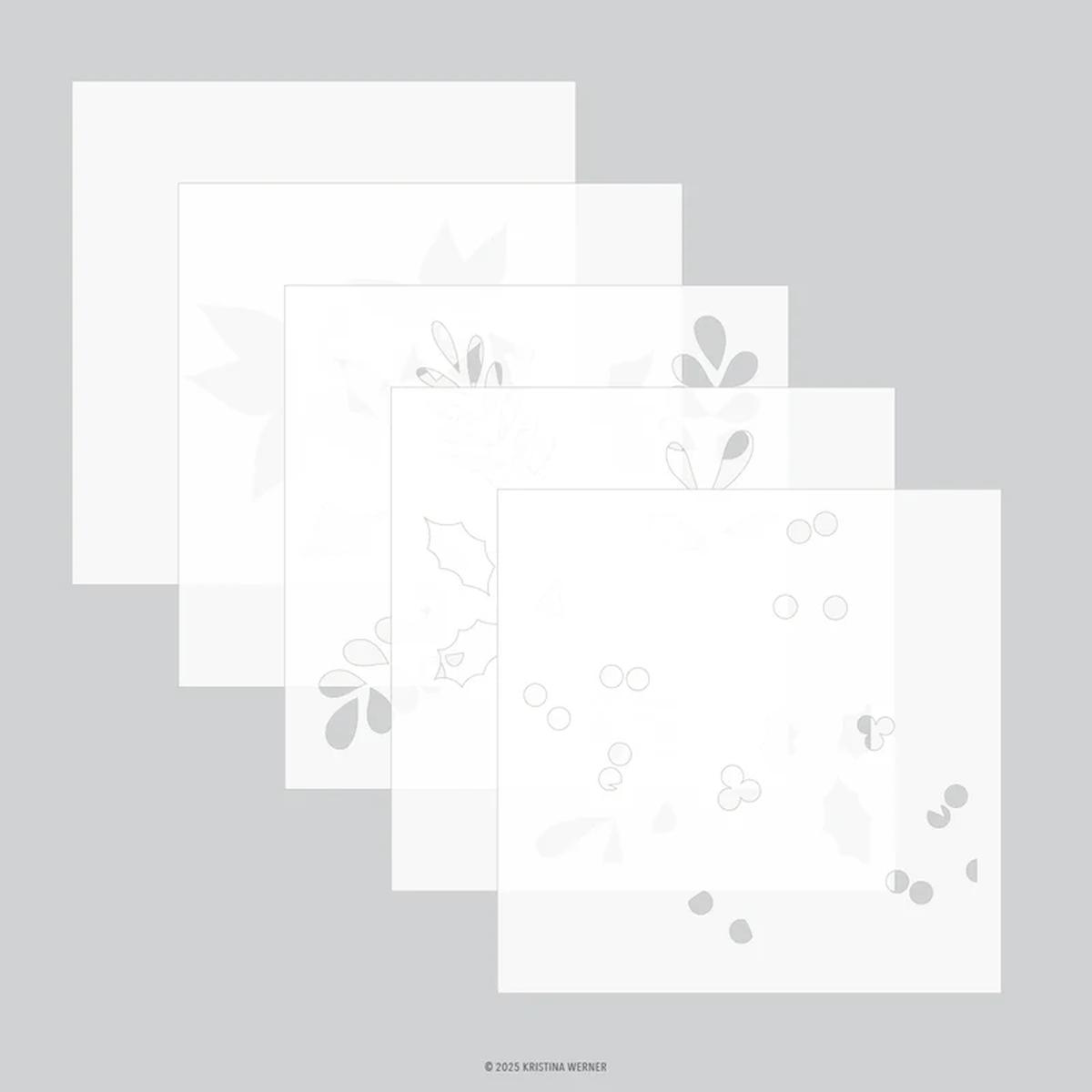 Winter Greenery Background Stencil Pack