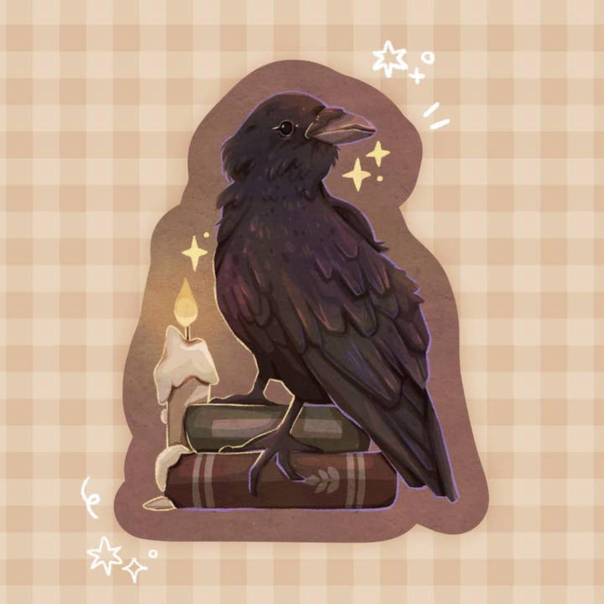 CC's Art Caf Bookish Crow Vinyl Sticker