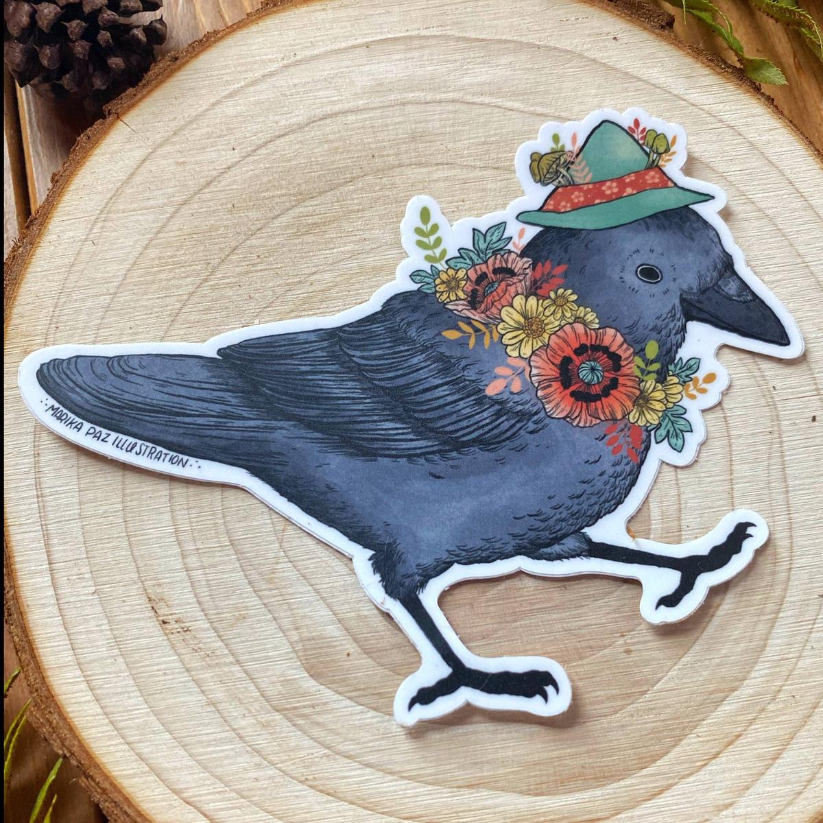 Marika Paz Illustration - Corvid Raven Sticker Vinyl