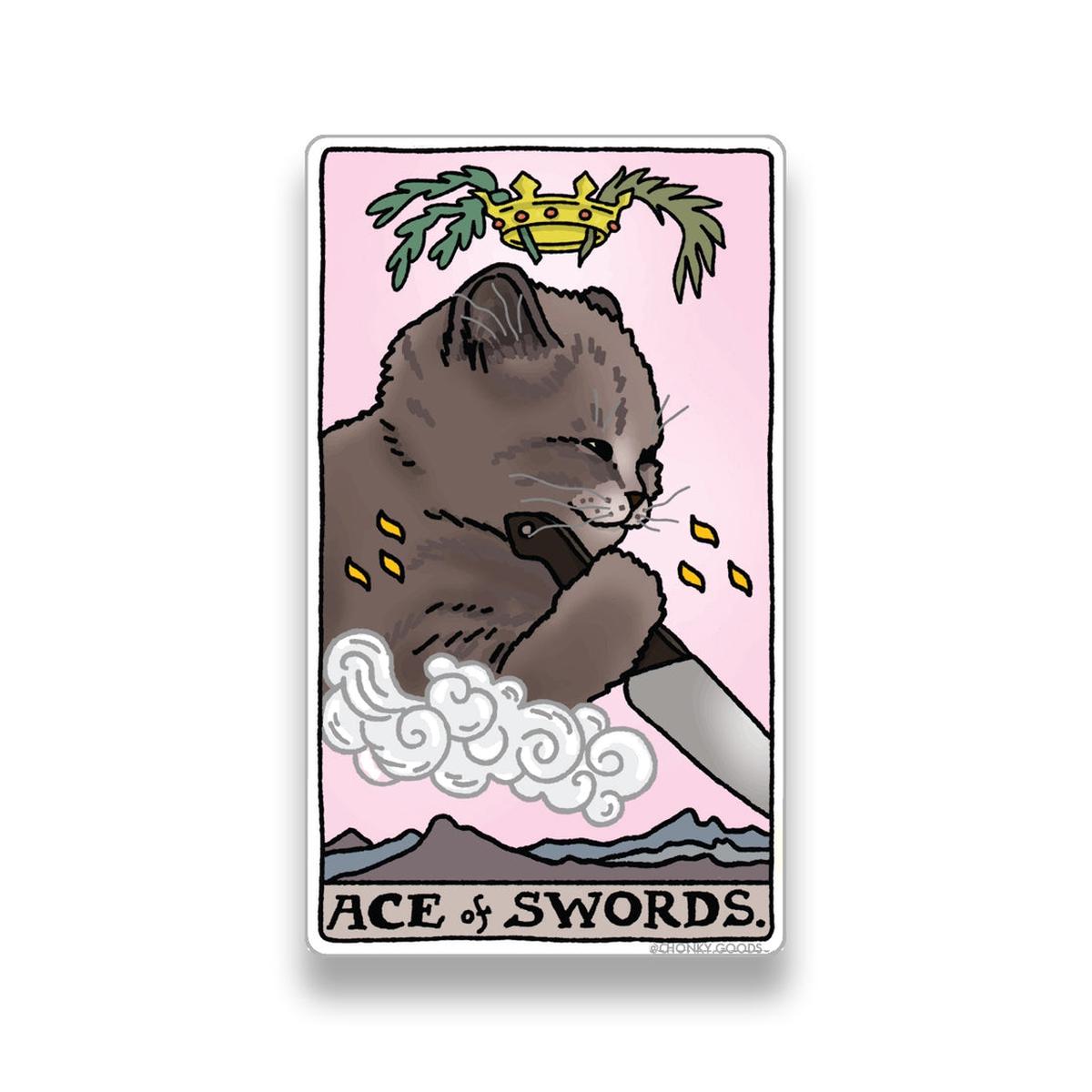 Ace of Swords Tarot Cat Meme Stickers (Minor Arcana)