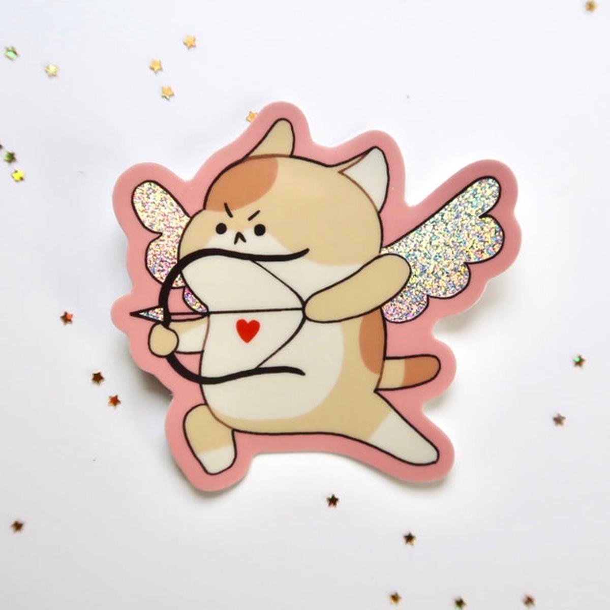 Cupid Cat Vinyl Sticker
